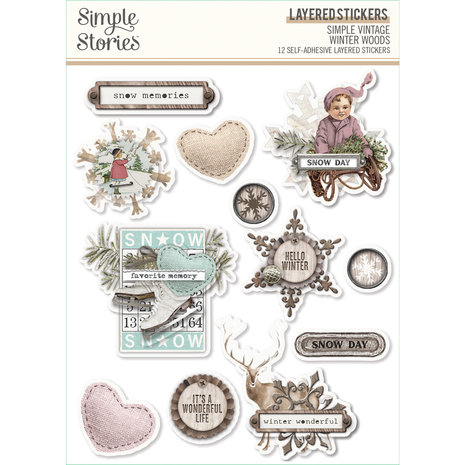 Simple Stories Simple Vintage Winter Woods Layered Stickers (SIS19128) (DISCONTINUED)