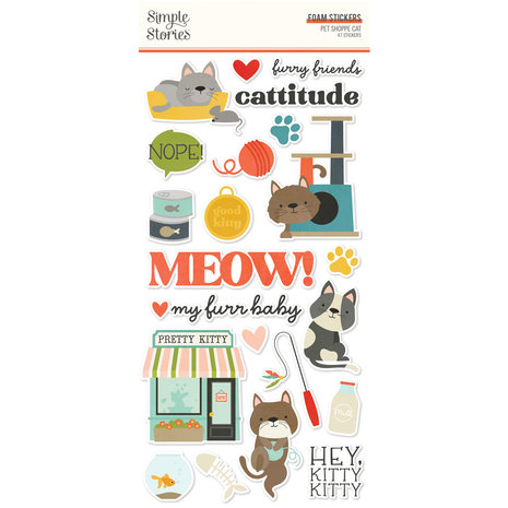 Simple Stories Pet Shoppe Cat Foam Stickers (SIS19239) (DISCONTINUED)