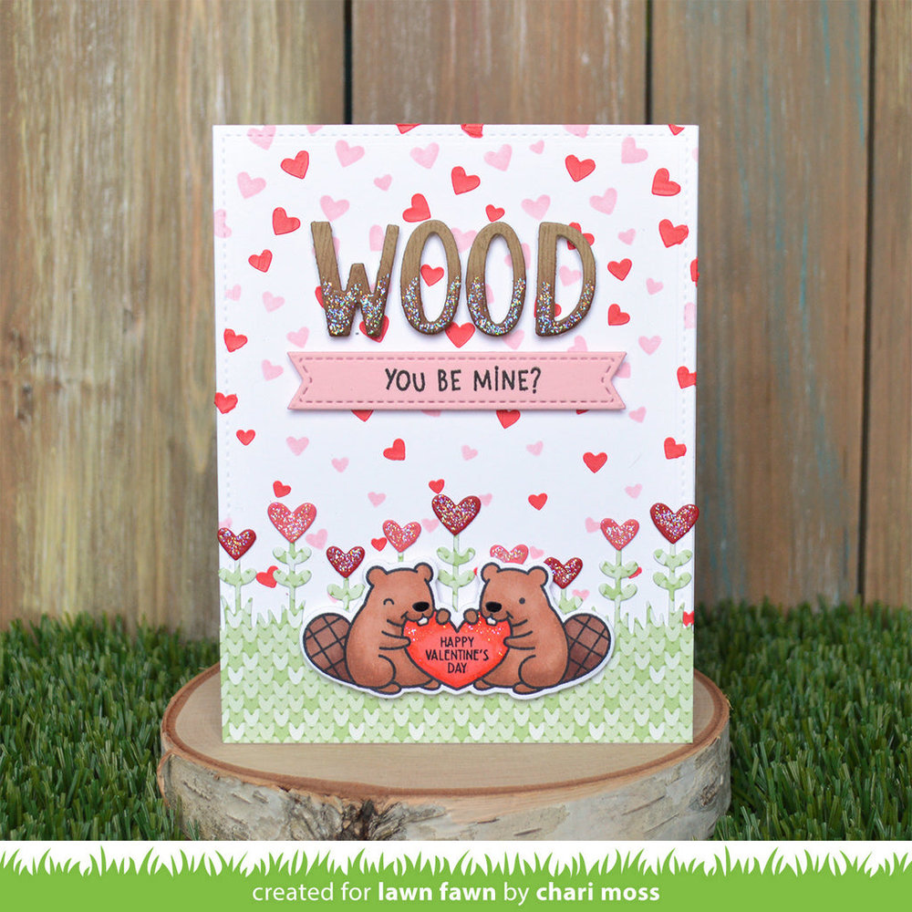 Lawn Fawn Falling Hearts Stencils (LF3025) (OUTLET)