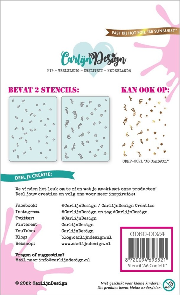 CarlijnDesign Stencil A6 Confetti (CDSC-0024) (OUTLET)