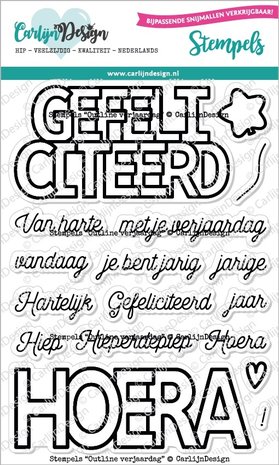 CarlijnDesign Clear Stamps Outline Verjaardag (CDST-0093) (DISCONTINUED) CarlijnDesign Clear Stamps Outline Verjaardag (CDST-0093) (DISCONTINUED)