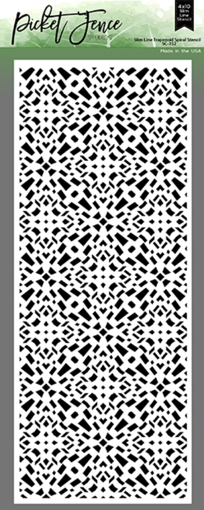 Picket Fence Studios Slim Line Trapezoid Spiral 4x10 Inch Stencil (SC-352) (OUTLET)