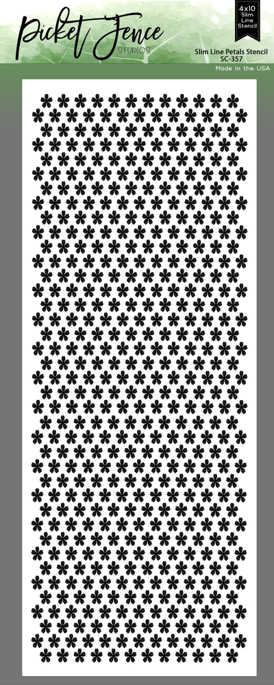 Picket Fence Studios Slim Line Petals 4x10 Inch Stencil (SC-357) (OUTLET)