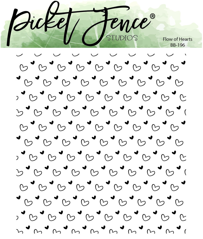 Picket Fence Studios Flow of Hearts 4x4 Inch Clear Stamps (BB-196) (OUTLET)