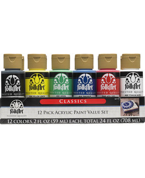 Folkart Acrylic Matte Paint Set Classics 12x2 fl oz (5211) Folkart Acrylic Matte Paint Set Classics 12x2 fl oz (5211)