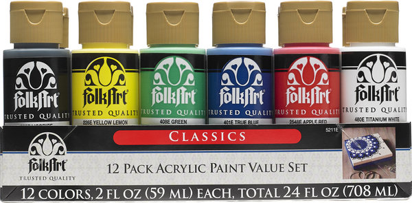 Folkart Acrylic Matte Paint Set Classics 12x2 fl oz (5211) Folkart Acrylic Matte Paint Set Classics 12x2 fl oz (5211)