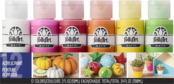 Folk Art Acrylic Paint Set, Festival, 24 fl oz, 12 Piece 