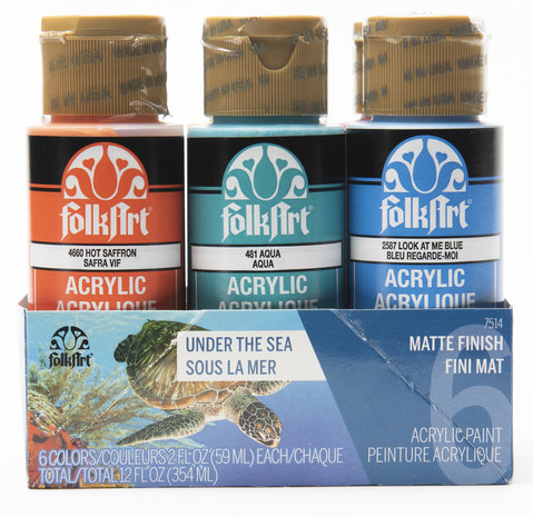 Folkart Acrylic Matte Paint Set Under The Sea 6x2 fl oz (7514) (DISCONTINUED) Folkart Acrylic Matte Paint Set Under The Sea 6x2 fl oz (7514) (DISCONTINUED)