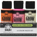 Folkart Glow-In-The-Dark Paint Set 6x2 fl oz (7494)