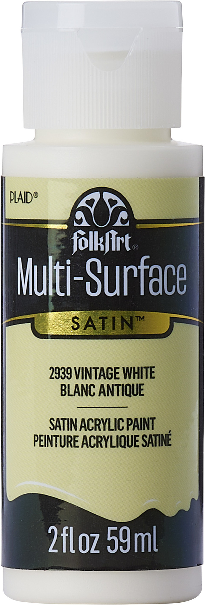 FolkArt 2939 Multi-Surface Satin Acrylic Paint, Vintage White, 2 oz