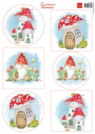 Marianne Design Decoupage A4 Sheet Gnomes Mushrooms (VK9598) (DISCONTINUED) Marianne Design Decoupage A4 Sheet Gnomes Mushrooms (VK9598) (DISCONTINUED)