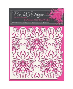 Pink Ink Designs Flames & Flowers 7x7 Inch Stencil (PINKST020) (OUTLET)