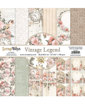 ScrapBoys Vintage Legend 12x12 Inch Paper Pack (VILE-08) (DISCONTINUED)