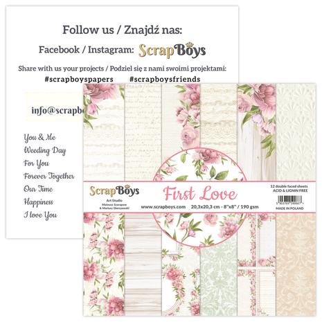 ScrapBoys First Love 8x8 Inch Paper Pad (FILO-10) (OUTLET)