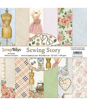 ScrapBoys Sewing Love 12x12 Inch Paper Pack (SELO-08) (DISCONTINUED)