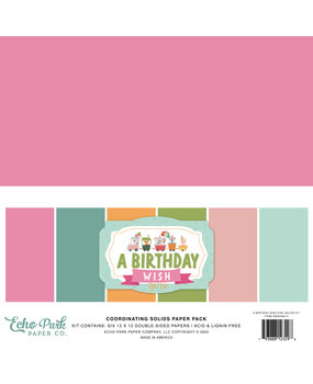 Echo Park A Birthday Wish Girl 12x12 Inch Coordinating Solids Paper Pack (BWG296015) (DISCONTINUED)