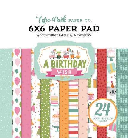 Echo Park A Birthday Wish Girl 6x6 Inch Paper Pad (BWG296023) (DISCONTINUED)