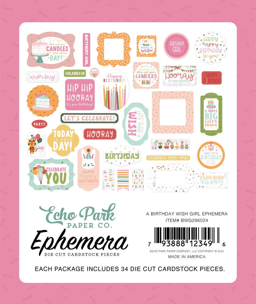 Echo Park A Birthday Wish Girl Ephemera (BWG296024) (DISCONTINUED)