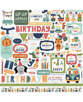 Echo Park A Birthday Wish Boy 12x12 Inch Element Sticker (BWB297014) (DISCONTINUED)