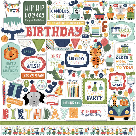 Echo Park A Birthday Wish Boy 12x12 Inch Element Sticker (BWB297014) (DISCONTINUED)