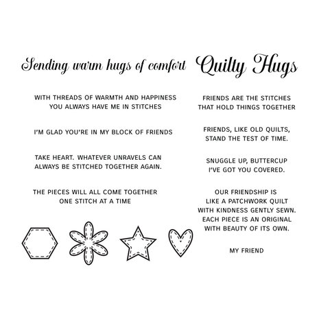 Spellbinders Quilty Hugs Sentiments Clear Stamp (STP-156) (OUTLET)