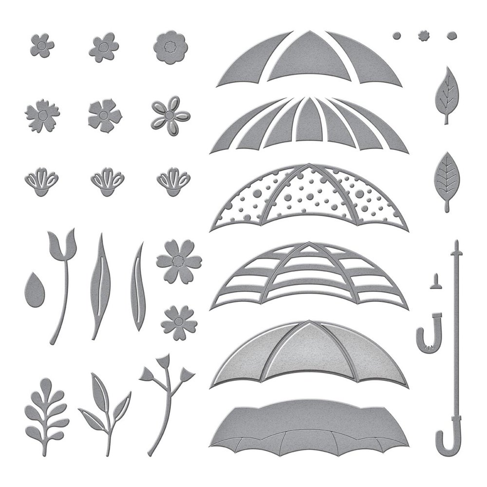 Spellbinders Umbrella Bloom Etched Dies (S5-554) (DISCONTINUED)