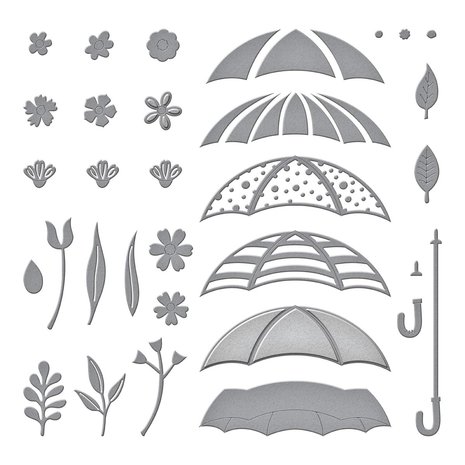 Spellbinders Umbrella Bloom Etched Dies (S5-554) (DISCONTINUED)