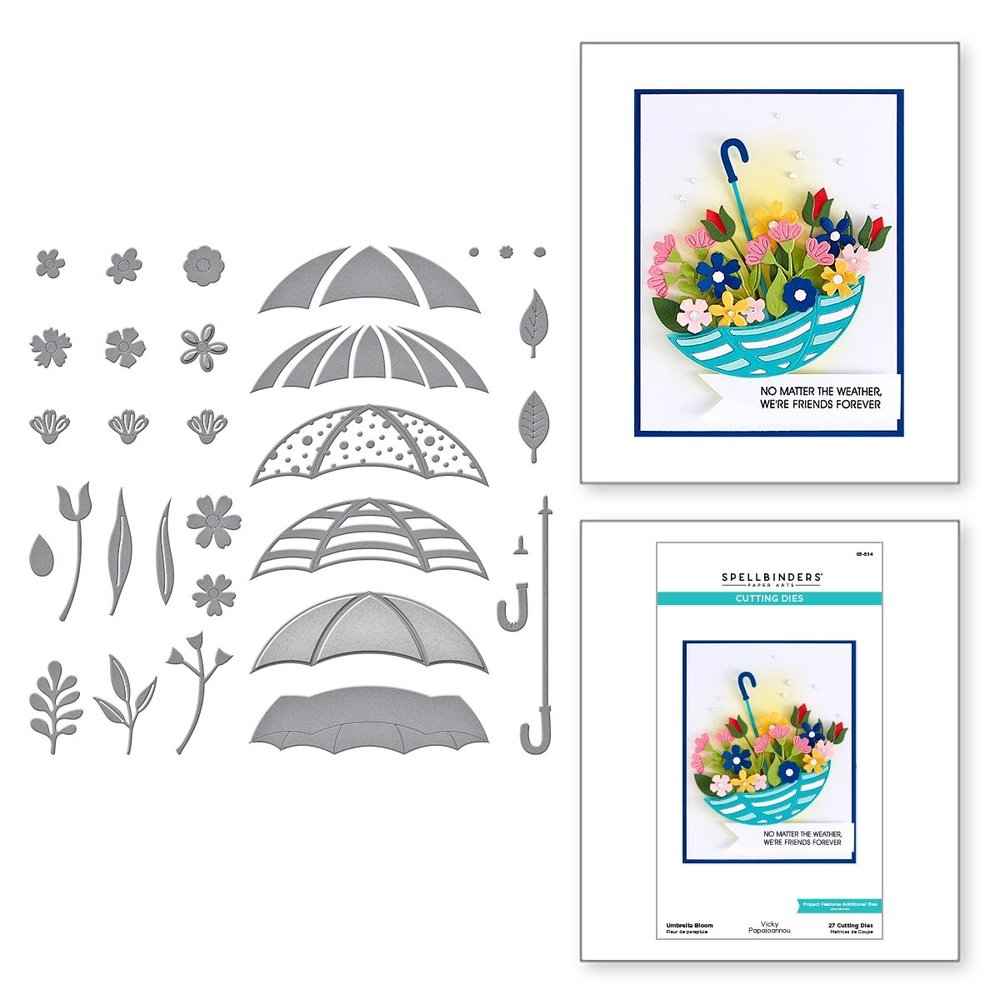 Spellbinders Umbrella Bloom Etched Dies (S5-554) (DISCONTINUED)