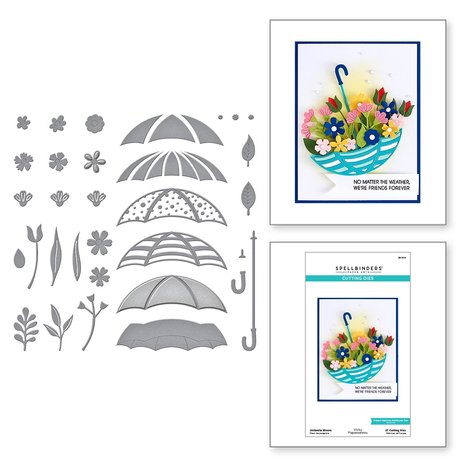 Spellbinders Umbrella Bloom Etched Dies (S5-554) (DISCONTINUED)