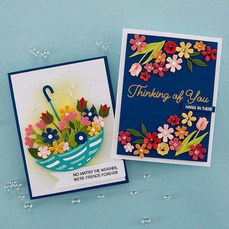 Spellbinders Umbrella Bloom Etched Dies (S5-554) (DISCONTINUED)