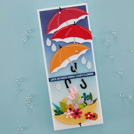 Spellbinders Umbrella Bloom Etched Dies (S5-554) (DISCONTINUED)
