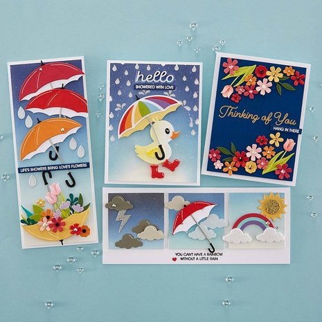 Spellbinders Umbrella Bloom Etched Dies (S5-554) (DISCONTINUED)