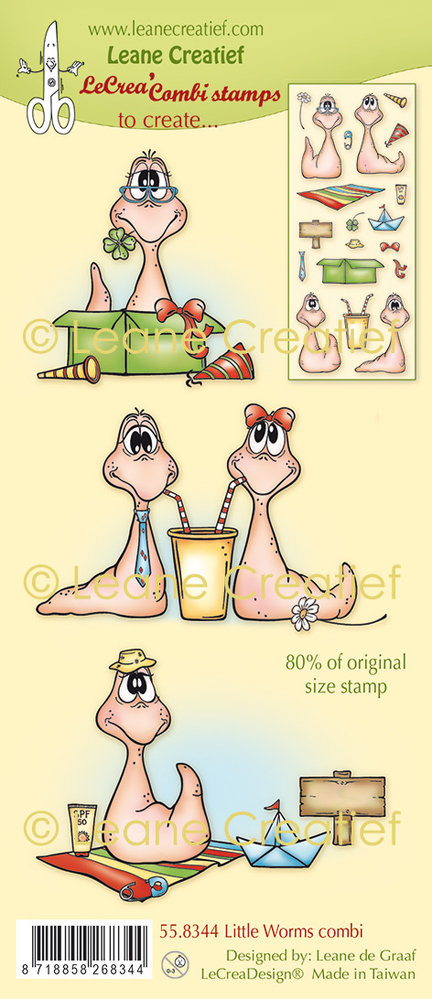Leane Creatief Combi Clear Stamp Little Worms (55.8344) (DISCONTINUED) Leane Creatief Combi Clear Stamp Little Worms (55.8344) (DISCONTINUED)