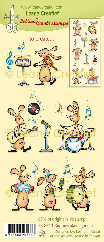 Leane Creatief Combi Clear Stamp Bunnies Playing Music (55.8313) (DISCONTINUED)