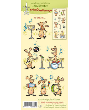 Leane Creatief Combi Clear Stamp Bunnies Playing Music (55.8313) (DISCONTINUED)