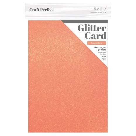 Tonic Craft Perfect Glitter Card A4 Sugared Coral (9957E) (DISCONTINUED) Tonic Craft Perfect Glitter Card A4 Sugared Coral (9957E) (DISCONTINUED)