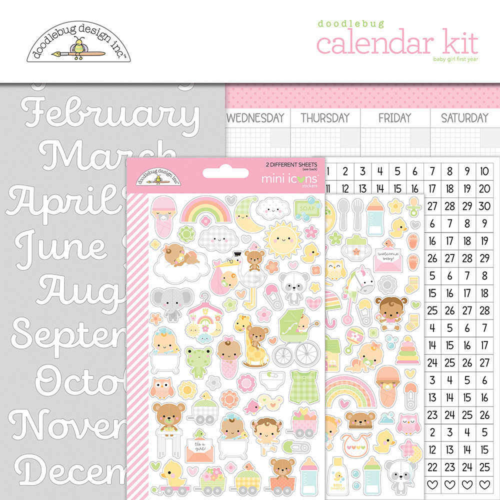 Doodlebug Design Baby Girl First Year Calendar Kit (8063) (DISCONTINUED)