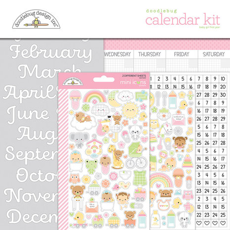Doodlebug Design Baby Girl First Year Calendar Kit (8063) (DISCONTINUED)