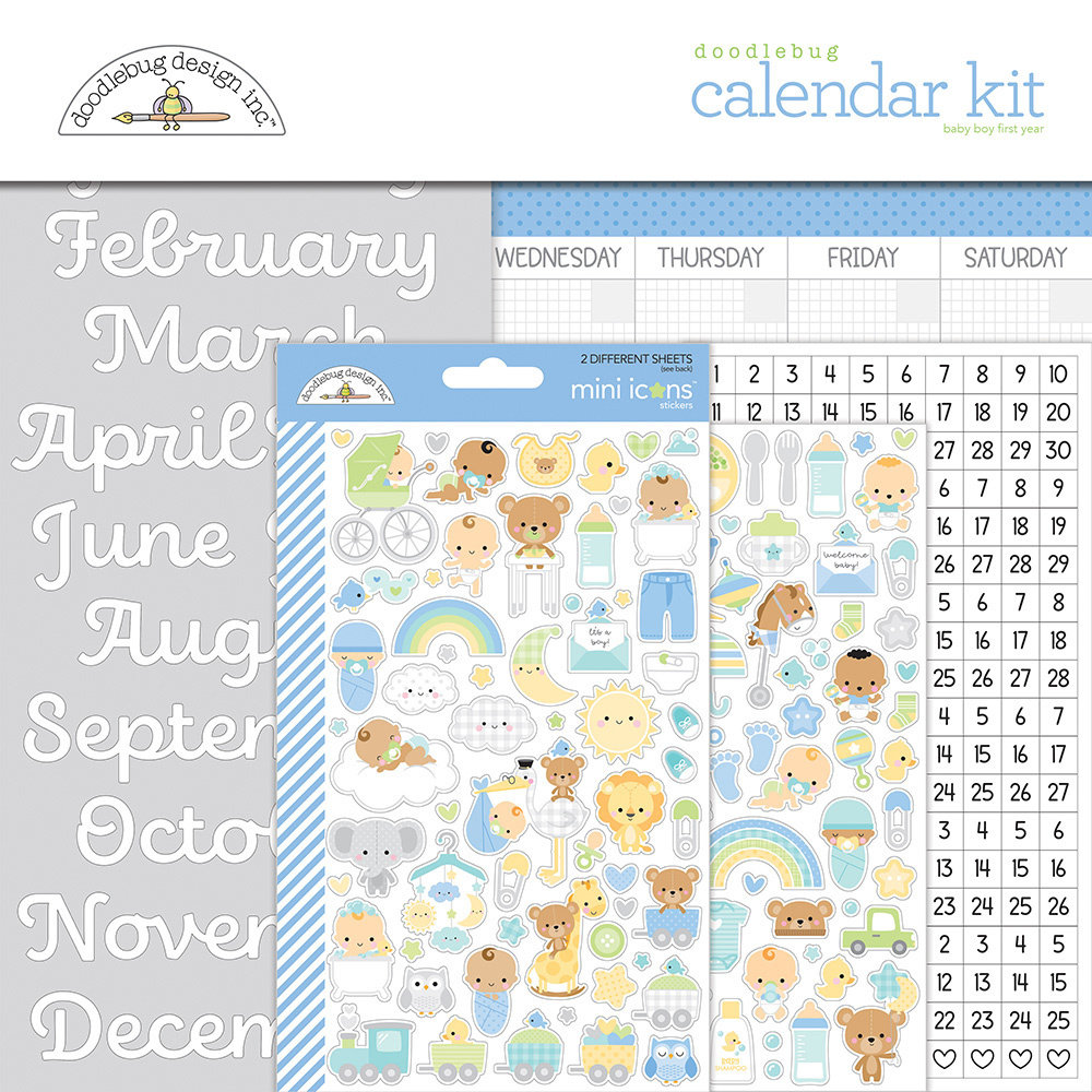 Doodlebug Design Baby Boy First Year Calendar Kit (8064) (DISCONTINUED)