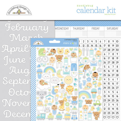 Doodlebug Design Baby Boy First Year Calendar Kit (8064) (DISCONTINUED)
