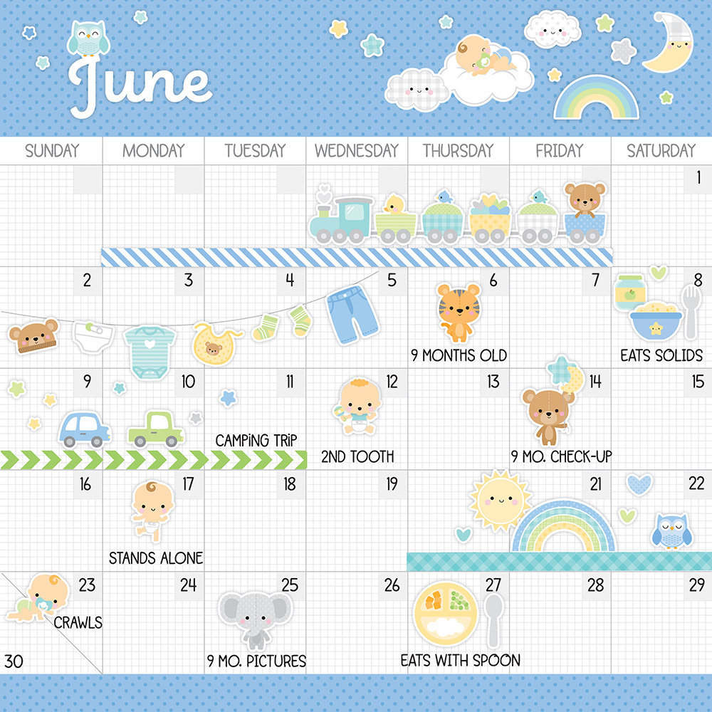 Doodlebug Design Baby Boy First Year Calendar Kit (8064) (DISCONTINUED)