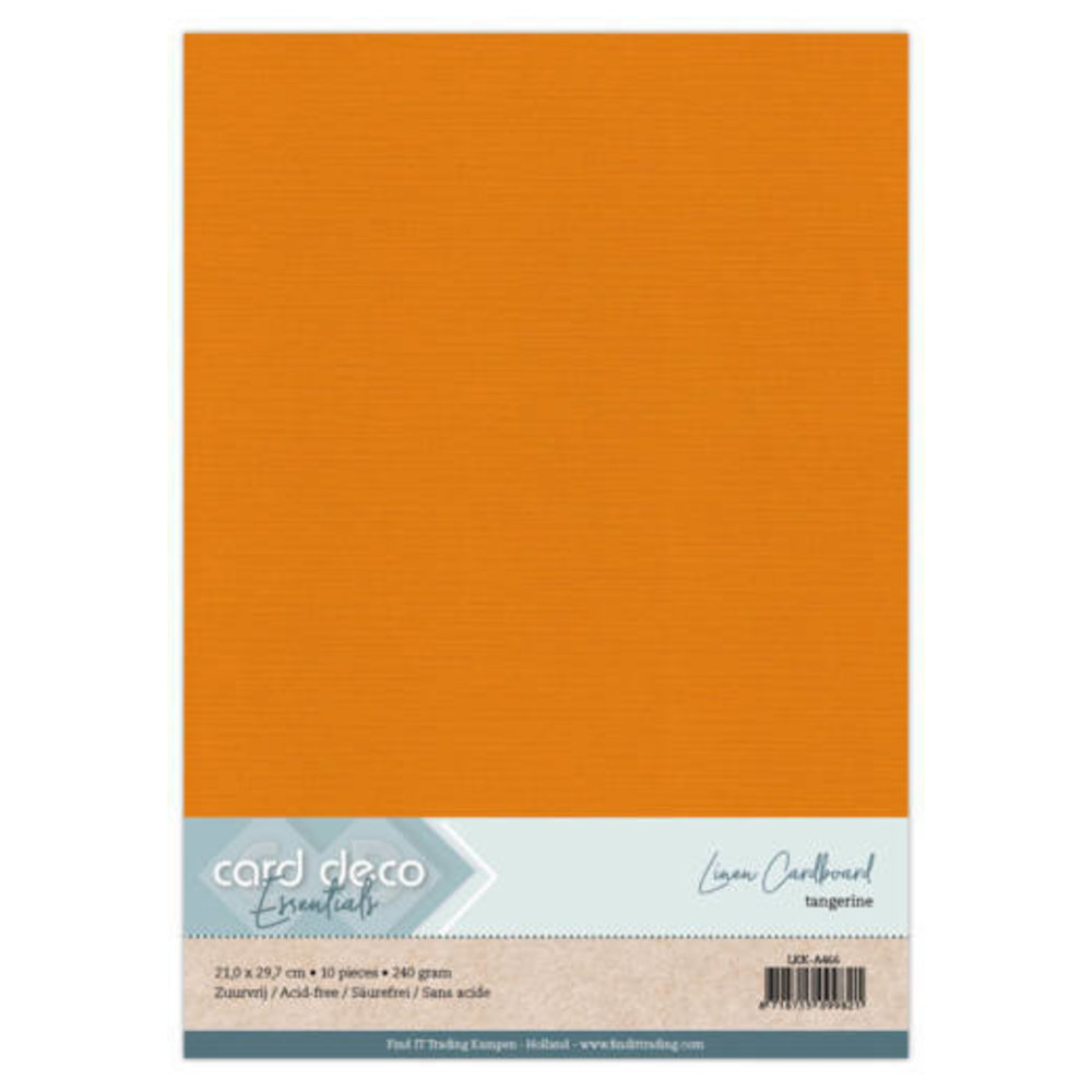 Linen Cardstock A4 Tangerine (10pcs) (LKKA466) Craftlines B.V.