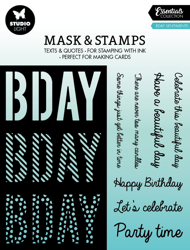 Studio Light Bday Sentiments Essentials Mask & Stamp (SL-ES-MST02) (OUTLET)