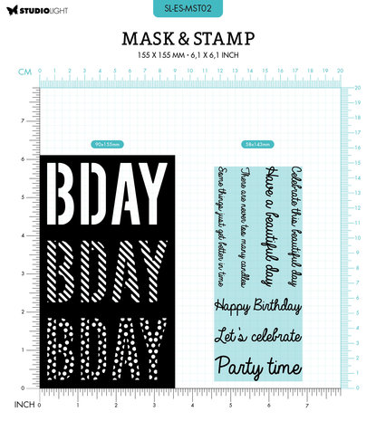 Studio Light Bday Sentiments Essentials Mask & Stamp (SL-ES-MST02) (OUTLET) Studio Light Bday Sentiments Essentials Mask & Stamp (SL-ES-MST02) (OUTLET)