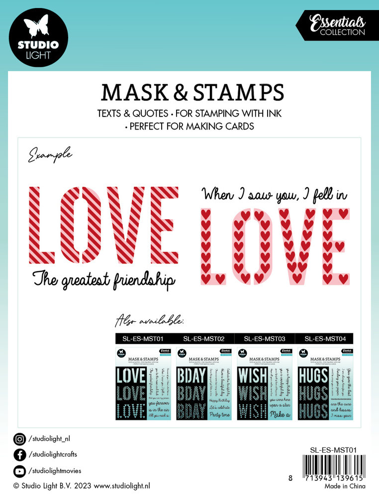 Studio Light Love Sentiments Essentials Mask & Stamp (SL-ES-MST01) (OUTLET) Studio Light Love Sentiments Essentials Mask & Stamp (SL-ES-MST01) (OUTLET)