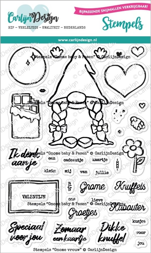 CarlijnDesign Stempels Gnome Vrouw (CDST-0096) (DISCONTINUED)