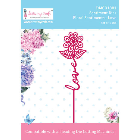 Dress My Craft Cutting Die Floral Sentiments Love (DMCD1881) (OUTLET) Dress My Craft Cutting Die Floral Sentiments Love (DMCD1881) (OUTLET)