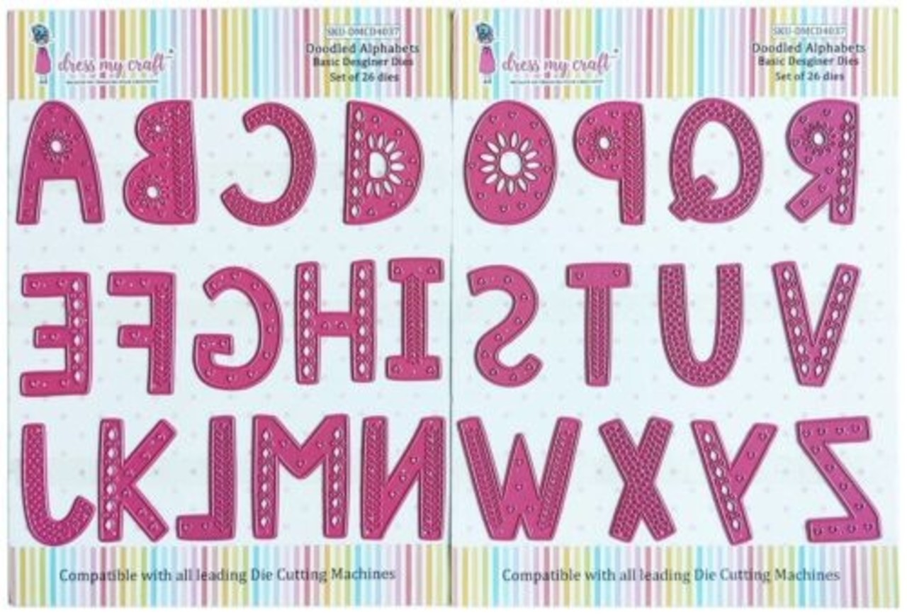 Dress My Craft Cutting Die Basic Designer Doodled Alphabets (DMCD4037) (OUTLET)