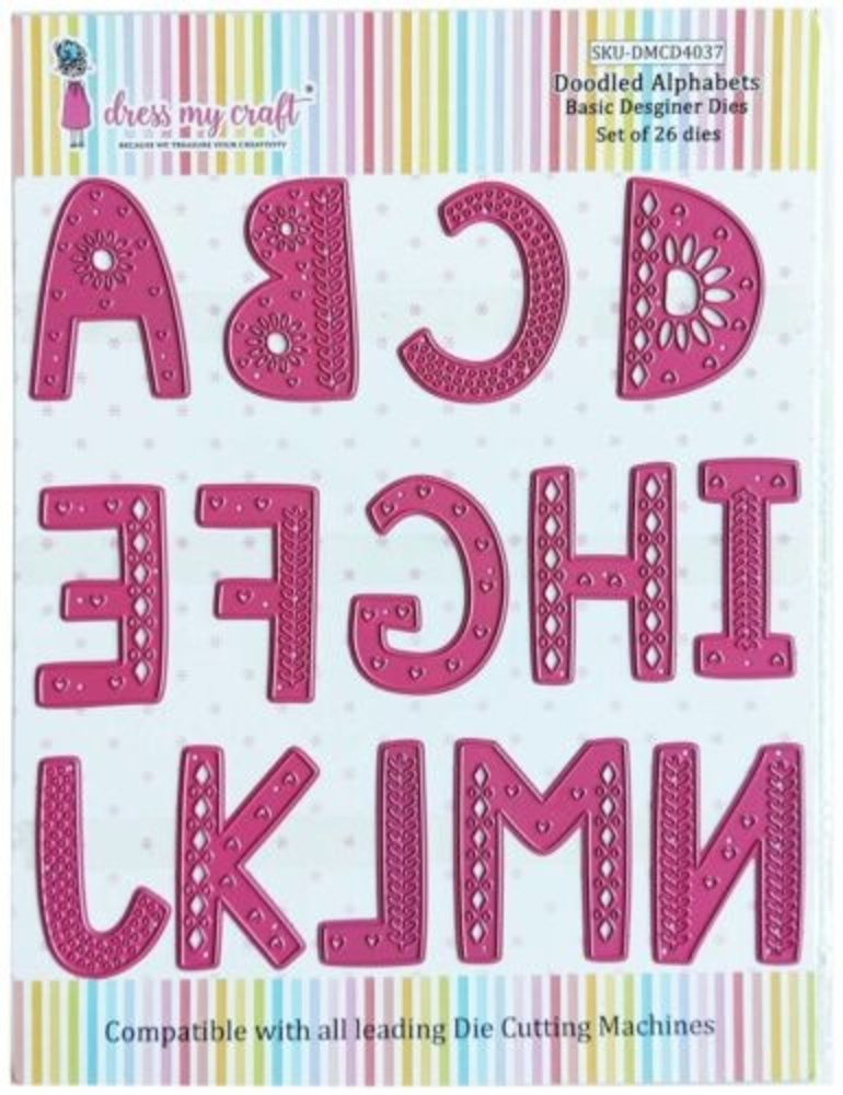 Dress My Craft Cutting Die Basic Designer Doodled Alphabets (DMCD4037) (OUTLET)