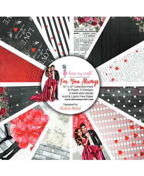 Dress My Craft For You Always 12x12 Inch Paper Pad (DMCP2058) (OUTLET)